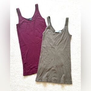 Vince Maroon and Khaki Tank Tops